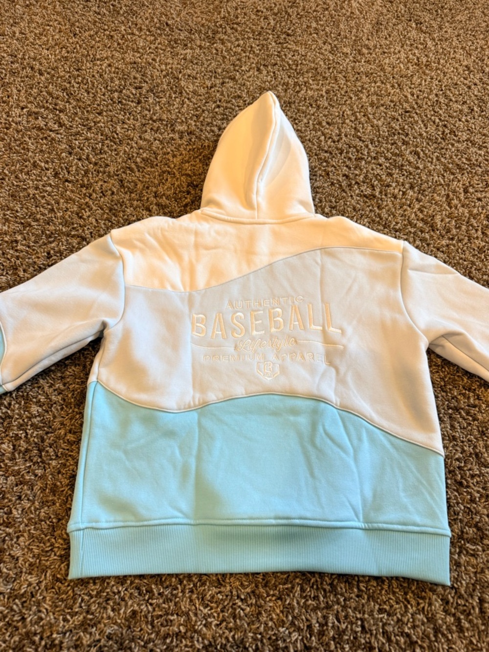 Baseball Division Kids Colorblock Hoodie - Light Blue & White - Picture 3 of 3